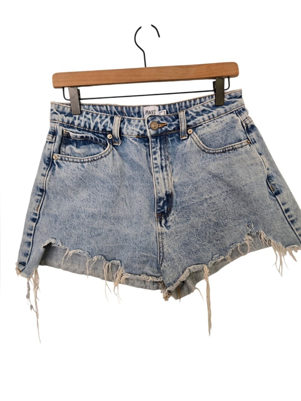 Princess Polly Distressed Denim Cutoff Shorts Size 12 - Picture 1 of 5